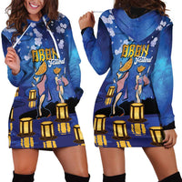 Japan Obon Festival Hoodie Dress Sakura Lanterns With Bon Dance - Wonder Print Shop