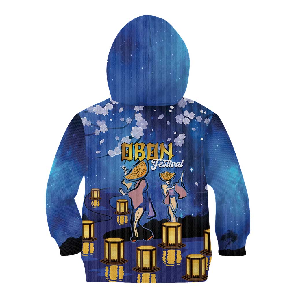 Japan Obon Festival Kid Hoodie Sakura Lanterns With Bon Dance - Wonder Print Shop