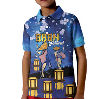 Japan Obon Festival Kid Polo Shirt Sakura Lanterns With Bon Dance - Wonder Print Shop