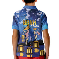 Japan Obon Festival Kid Polo Shirt Sakura Lanterns With Bon Dance - Wonder Print Shop