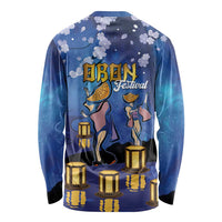 Japan Obon Festival Long Sleeve Shirt Sakura Lanterns With Bon Dance - Wonder Print Shop