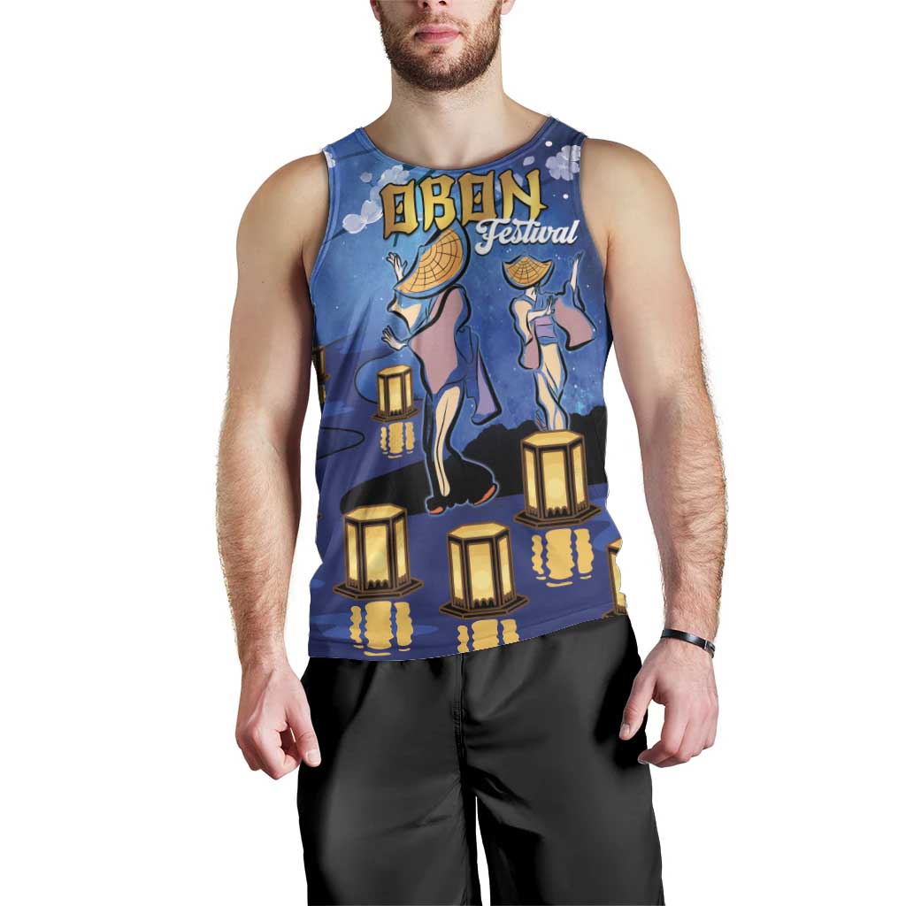 Japan Obon Festival Men Tank Top Sakura Lanterns With Bon Dance - Wonder Print Shop