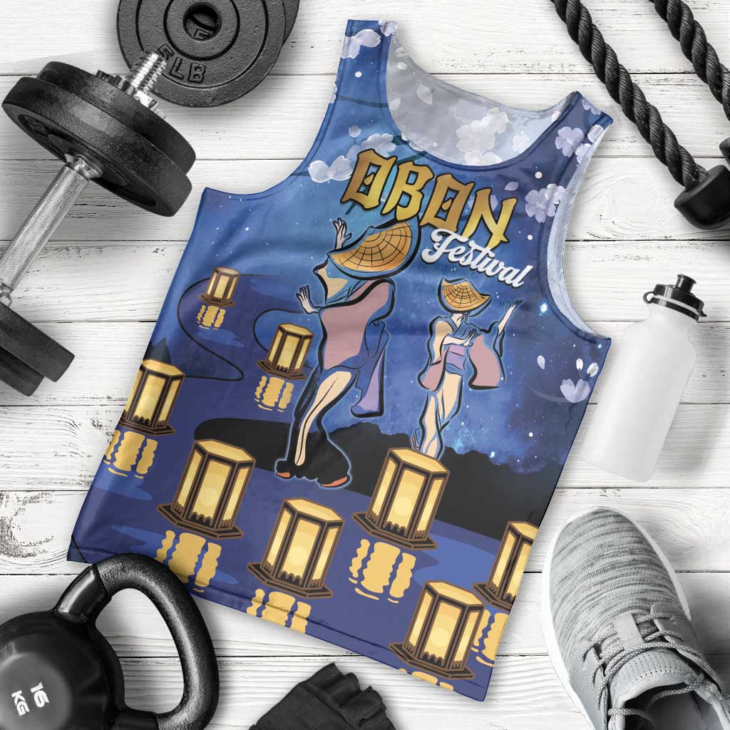 Japan Obon Festival Men Tank Top Sakura Lanterns With Bon Dance - Wonder Print Shop