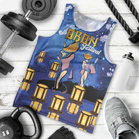 Japan Obon Festival Men Tank Top Sakura Lanterns With Bon Dance - Wonder Print Shop