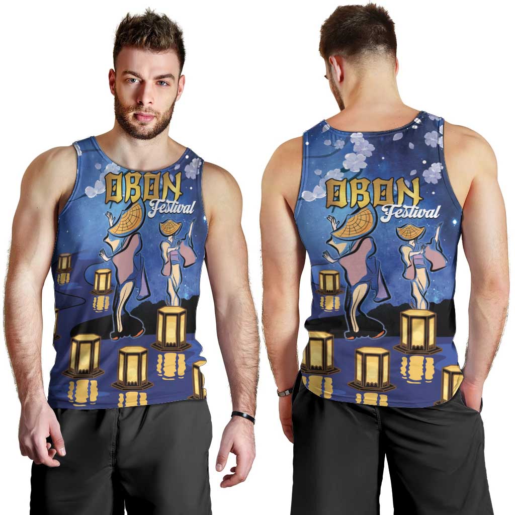 Japan Obon Festival Men Tank Top Sakura Lanterns With Bon Dance - Wonder Print Shop