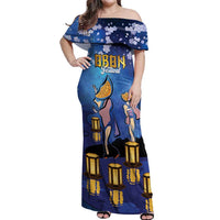 Japan Obon Festival Off Shoulder Maxi Dress Sakura Lanterns With Bon Dance - Wonder Print Shop