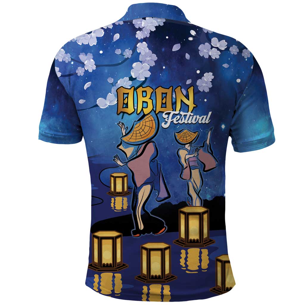 Japan Obon Festival Polo Shirt Sakura Lanterns With Bon Dance - Wonder Print Shop