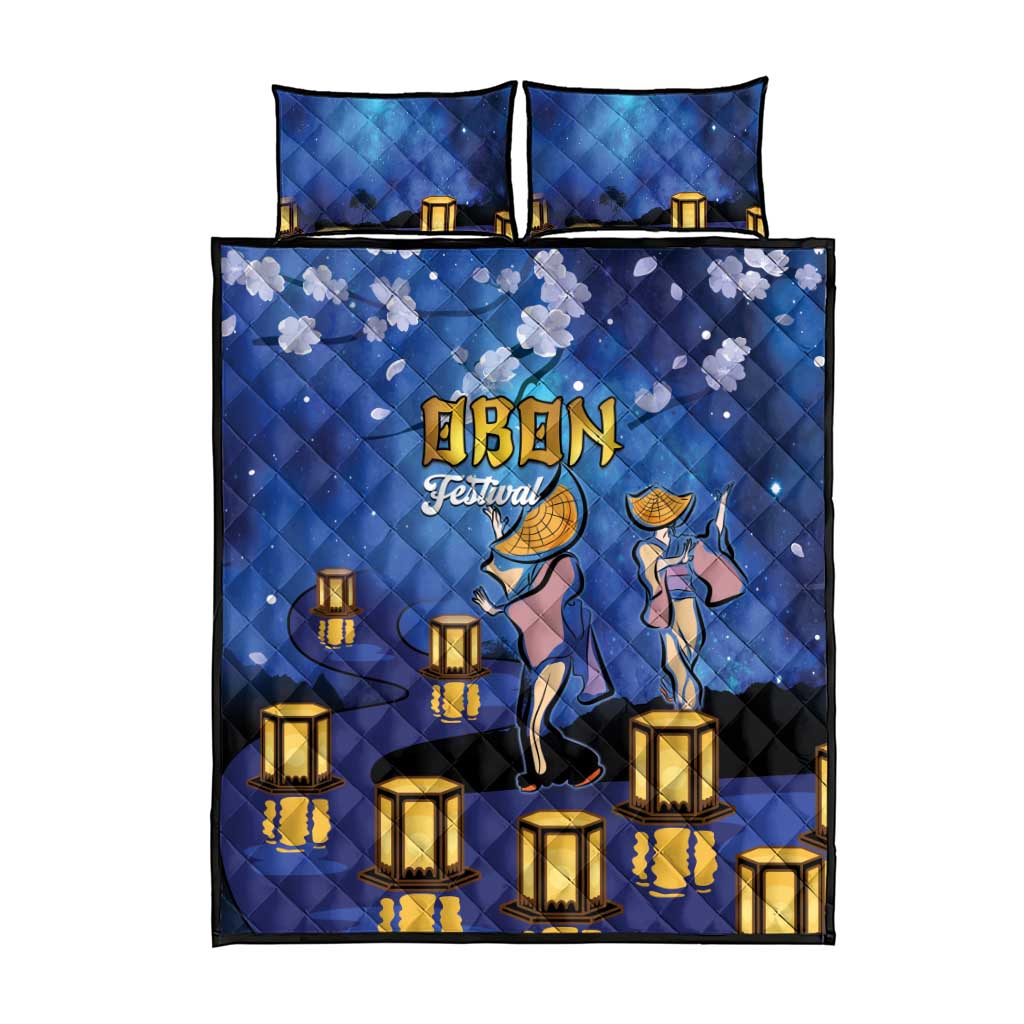 Japan Obon Festival Quilt Bed Set Sakura Lanterns With Bon Dance - Wonder Print Shop