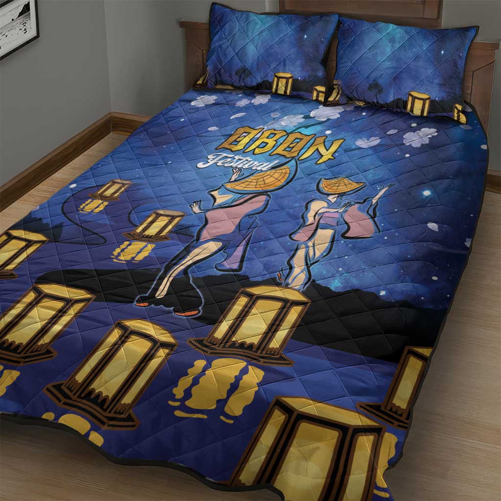 Japan Obon Festival Quilt Bed Set Sakura Lanterns With Bon Dance - Wonder Print Shop