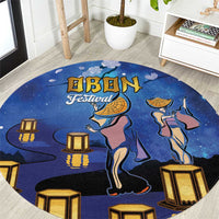 Japan Obon Festival Round Carpet Sakura Lanterns With Bon Dance - Wonder Print Shop