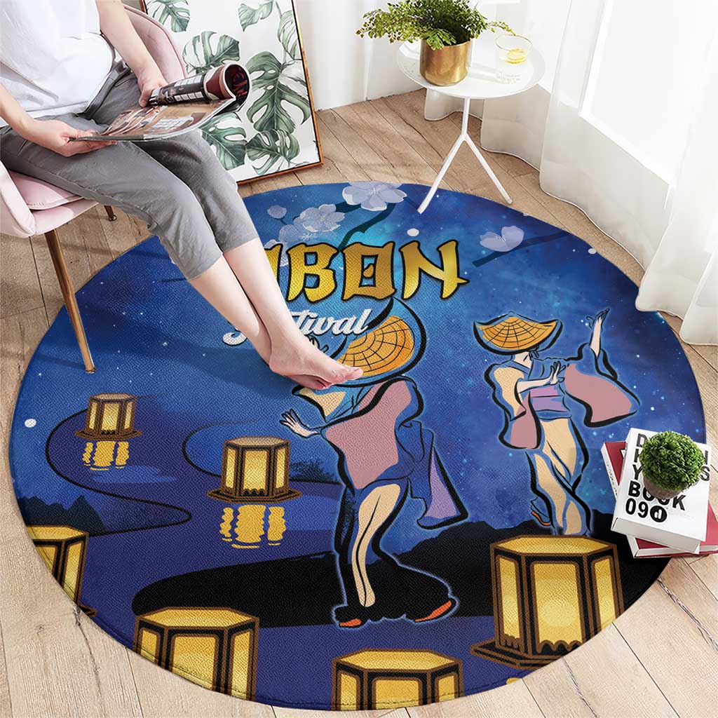 Japan Obon Festival Round Carpet Sakura Lanterns With Bon Dance - Wonder Print Shop