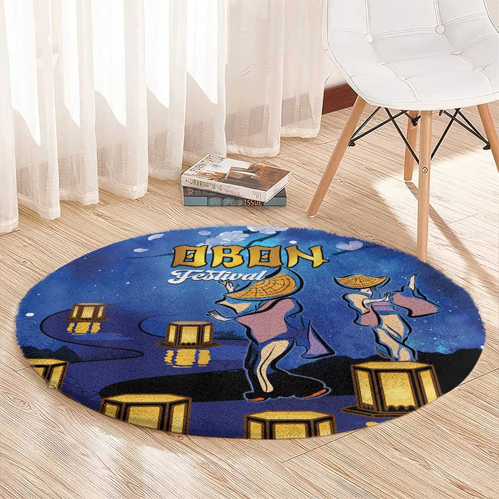 Japan Obon Festival Round Carpet Sakura Lanterns With Bon Dance - Wonder Print Shop