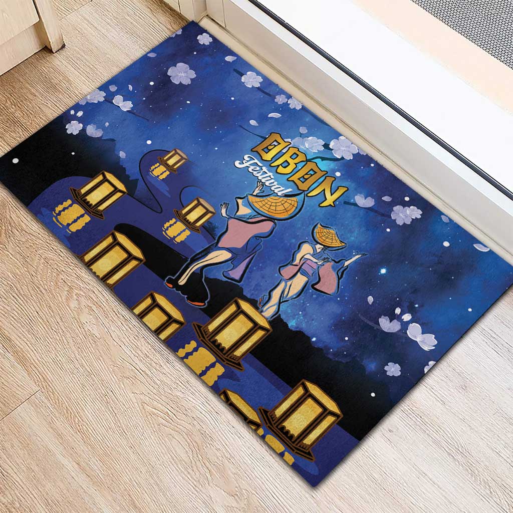 Japan Obon Festival Rubber Doormat Sakura Lanterns With Bon Dance - Wonder Print Shop