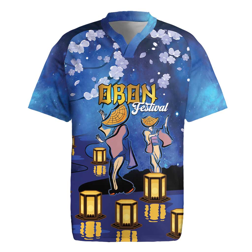 Japan Obon Festival Rugby Jersey Sakura Lanterns With Bon Dance - Wonder Print Shop