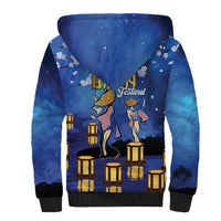 Japan Obon Festival Sherpa Hoodie Sakura Lanterns With Bon Dance - Wonder Print Shop