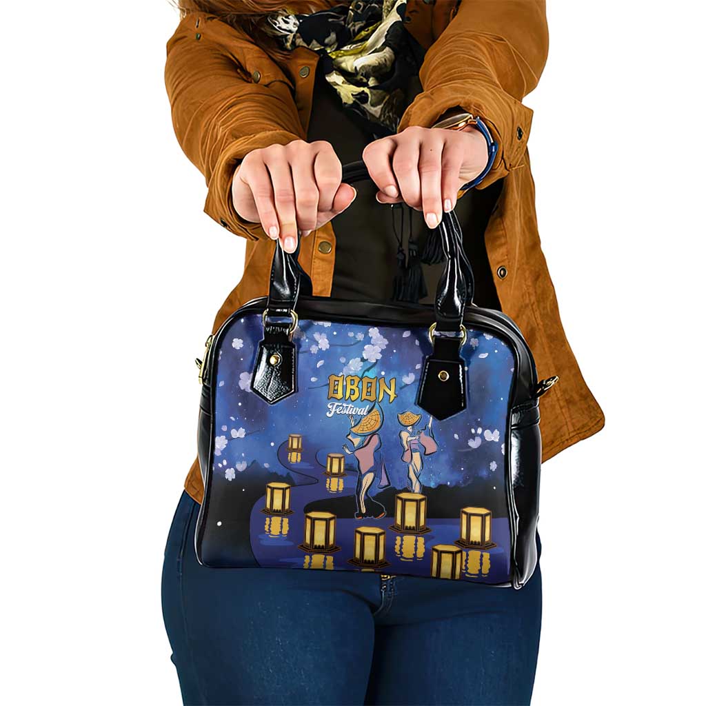 Japan Obon Festival Shoulder Handbag Sakura Lanterns With Bon Dance - Wonder Print Shop