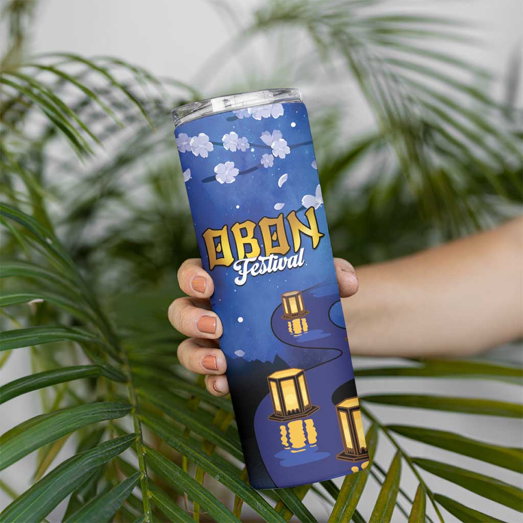 Japan Obon Festival Skinny Tumbler Sakura Lanterns With Bon Dance - Wonder Print Shop