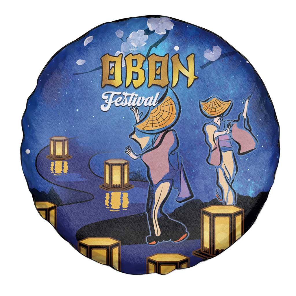 Japan Obon Festival Spare Tire Cover Sakura Lanterns With Bon Dance - Wonder Print Shop