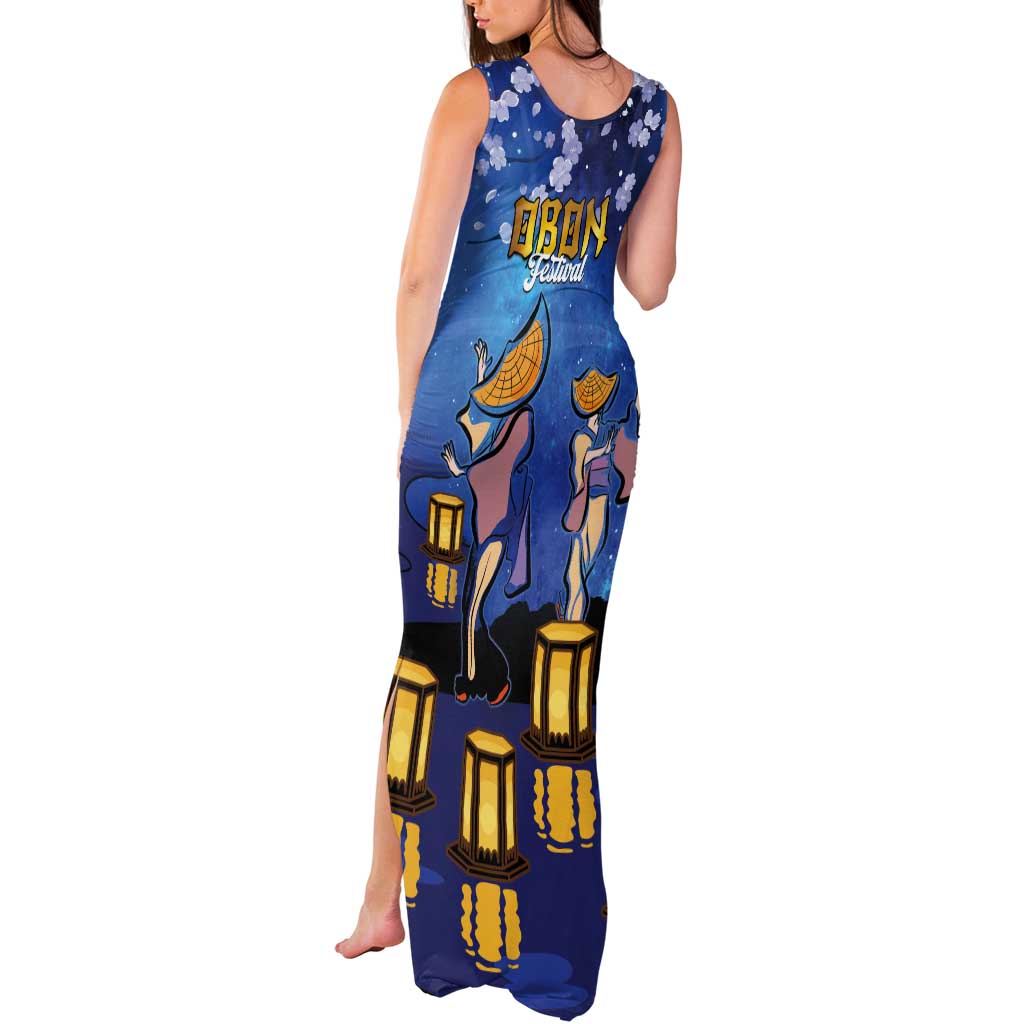 Japan Obon Festival Tank Maxi Dress Sakura Lanterns With Bon Dance - Wonder Print Shop