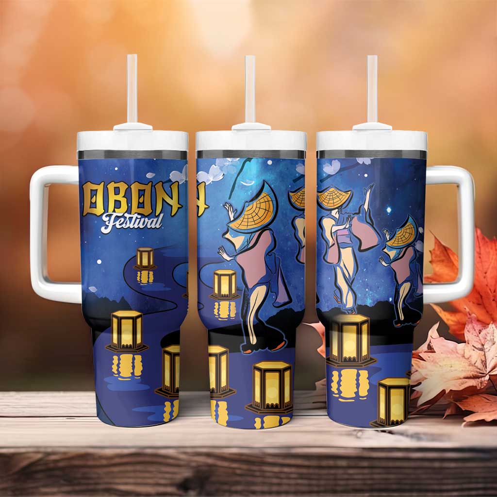 Japan Obon Festival Tumbler With Handle Sakura Lanterns With Bon Dance - Wonder Print Shop