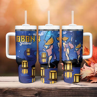 Japan Obon Festival Tumbler With Handle Sakura Lanterns With Bon Dance - Wonder Print Shop