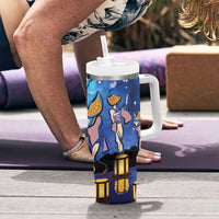 Japan Obon Festival Tumbler With Handle Sakura Lanterns With Bon Dance - Wonder Print Shop