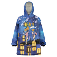 Japan Obon Festival Wearable Blanket Hoodie Sakura Lanterns With Bon Dance - Wonder Print Shop