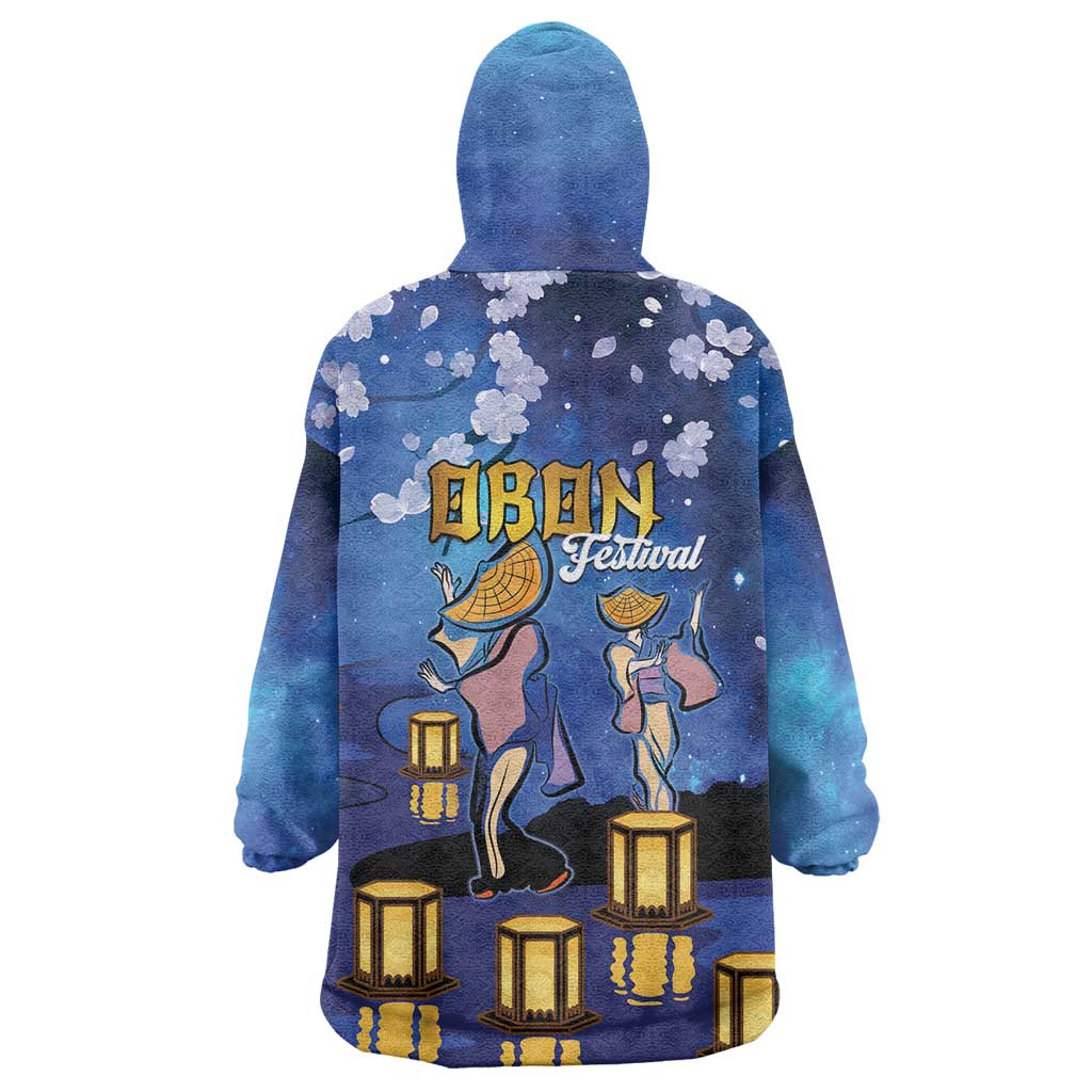 Japan Obon Festival Wearable Blanket Hoodie Sakura Lanterns With Bon Dance - Wonder Print Shop