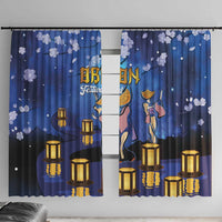 Japan Obon Festival Window Curtain Sakura Lanterns With Bon Dance - Wonder Print Shop