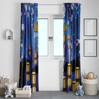 Japan Obon Festival Window Curtain Sakura Lanterns With Bon Dance - Wonder Print Shop