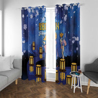 Japan Obon Festival Window Curtain Sakura Lanterns With Bon Dance - Wonder Print Shop