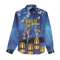 Japan Obon Festival Women Casual Shirt Sakura Lanterns With Bon Dance - Wonder Print Shop