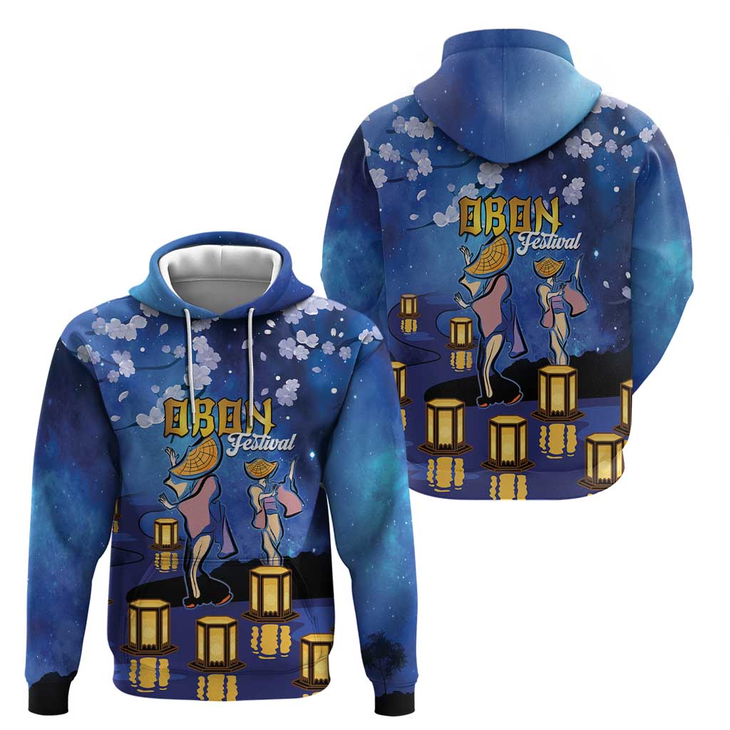 Japan Obon Festival Zip Hoodie Sakura Lanterns With Bon Dance - Wonder Print Shop