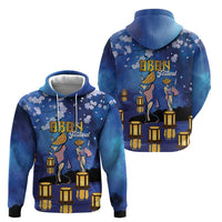 Japan Obon Festival Zip Hoodie Sakura Lanterns With Bon Dance - Wonder Print Shop