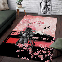 Personalised Japan Samurai Warrior Area Rug Japanese Cherry Blossom Polynesian Pattern - Wonder Print Shop