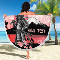 Personalised Japan Samurai Warrior Beach Blanket Japanese Cherry Blossom Polynesian Pattern - Wonder Print Shop