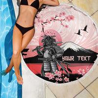 Personalised Japan Samurai Warrior Beach Blanket Japanese Cherry Blossom Polynesian Pattern - Wonder Print Shop