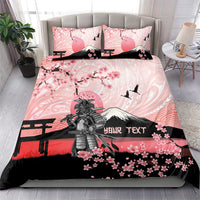 Personalised Japan Samurai Warrior Bedding Set Japanese Cherry Blossom Polynesian Pattern - Wonder Print Shop