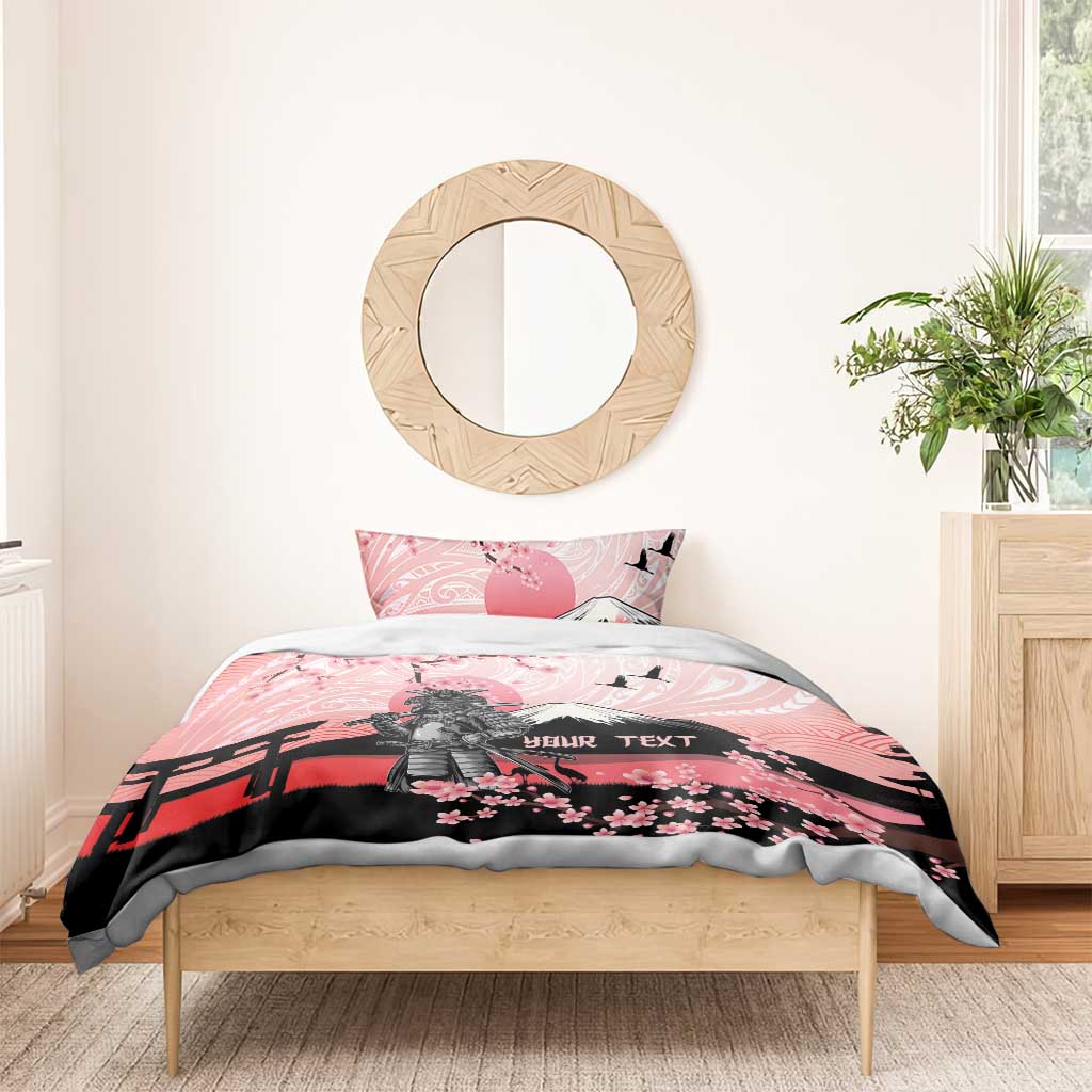Personalised Japan Samurai Warrior Bedding Set Japanese Cherry Blossom Polynesian Pattern - Wonder Print Shop