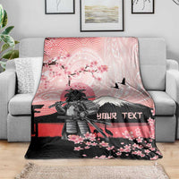Personalised Japan Samurai Warrior Blanket Japanese Cherry Blossom Polynesian Pattern - Wonder Print Shop