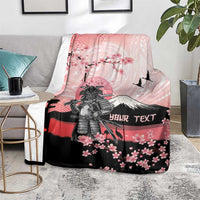 Personalised Japan Samurai Warrior Blanket Japanese Cherry Blossom Polynesian Pattern - Wonder Print Shop