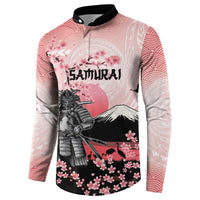 Personalised Japan Samurai Warrior Button Sweatshirt Japanese Cherry Blossom Polynesian Pattern - Wonder Print Shop