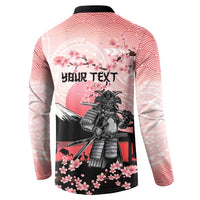 Personalised Japan Samurai Warrior Button Sweatshirt Japanese Cherry Blossom Polynesian Pattern - Wonder Print Shop