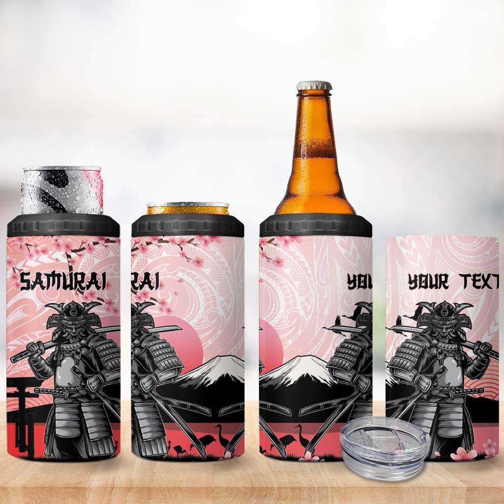 Personalised Japan Samurai Warrior 4 in 1 Can Cooler Tumbler Japanese Cherry Blossom Polynesian Pattern - Wonder Print Shop