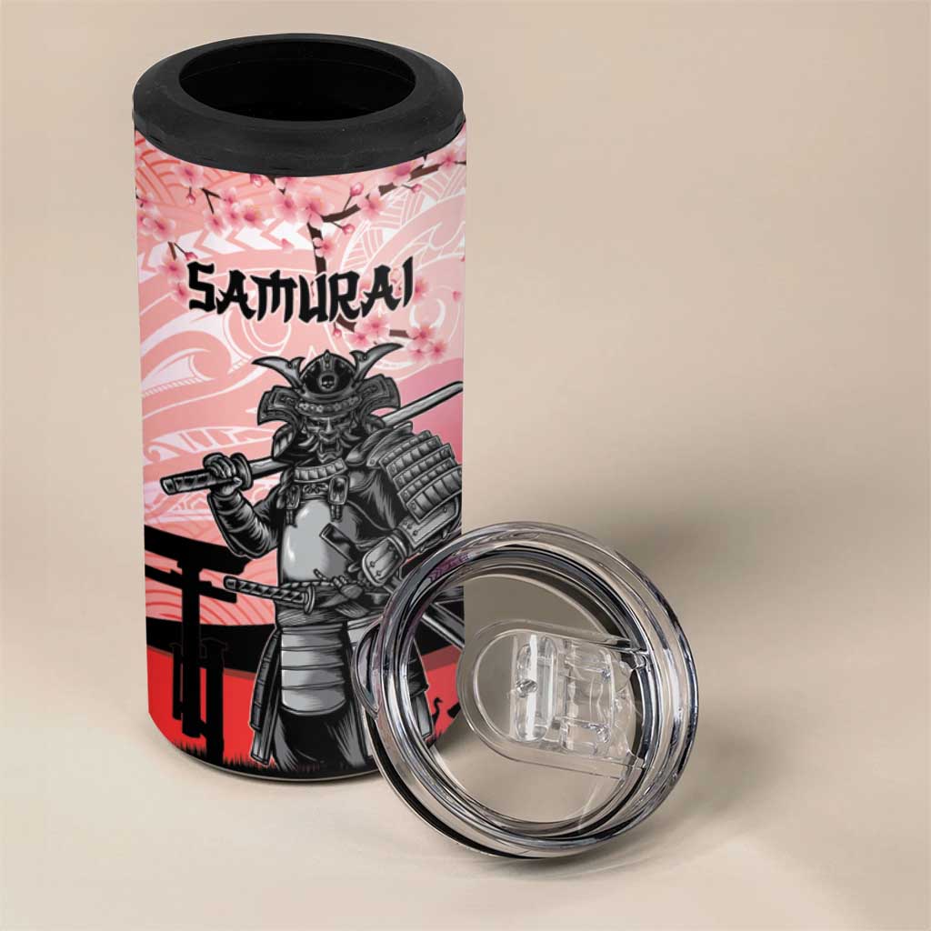 Personalised Japan Samurai Warrior 4 in 1 Can Cooler Tumbler Japanese Cherry Blossom Polynesian Pattern - Wonder Print Shop