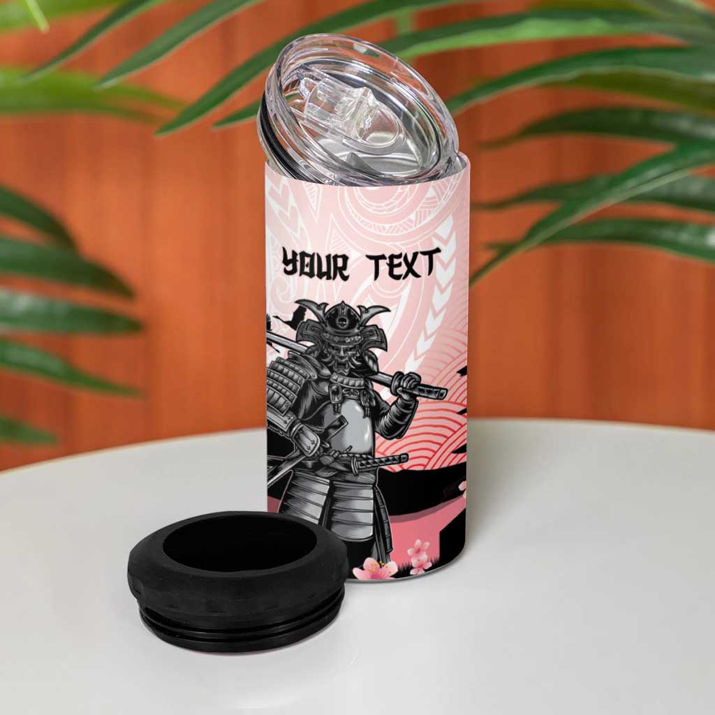 Personalised Japan Samurai Warrior 4 in 1 Can Cooler Tumbler Japanese Cherry Blossom Polynesian Pattern - Wonder Print Shop