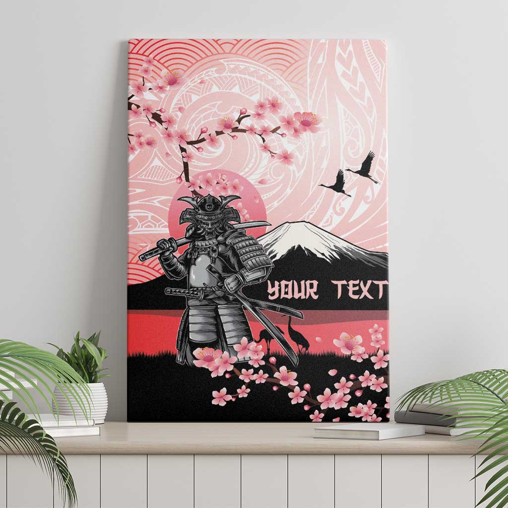 Personalised Japan Samurai Warrior Canvas Wall Art Japanese Cherry Blossom Polynesian Pattern - Wonder Print Shop
