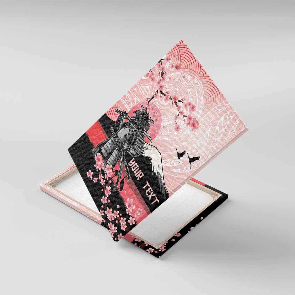 Personalised Japan Samurai Warrior Canvas Wall Art Japanese Cherry Blossom Polynesian Pattern - Wonder Print Shop