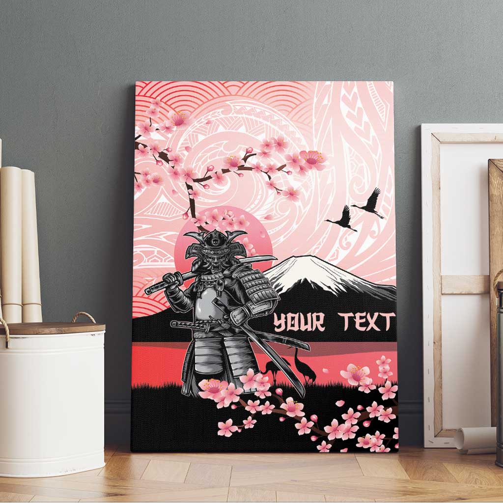 Personalised Japan Samurai Warrior Canvas Wall Art Japanese Cherry Blossom Polynesian Pattern - Wonder Print Shop