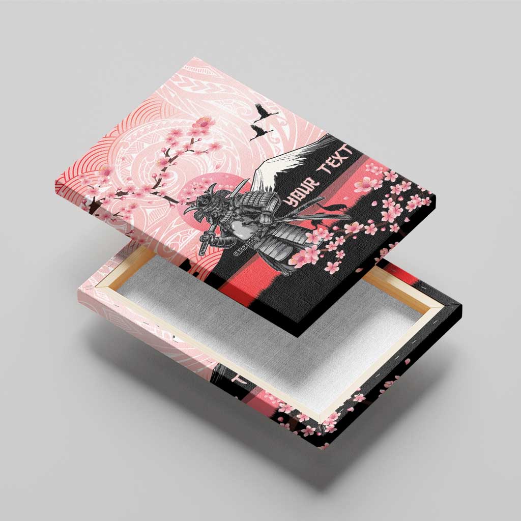 Personalised Japan Samurai Warrior Canvas Wall Art Japanese Cherry Blossom Polynesian Pattern - Wonder Print Shop